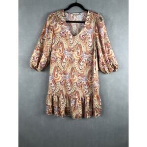 Black Tape V-Neck Dress Women's Size Small Paisley NEW